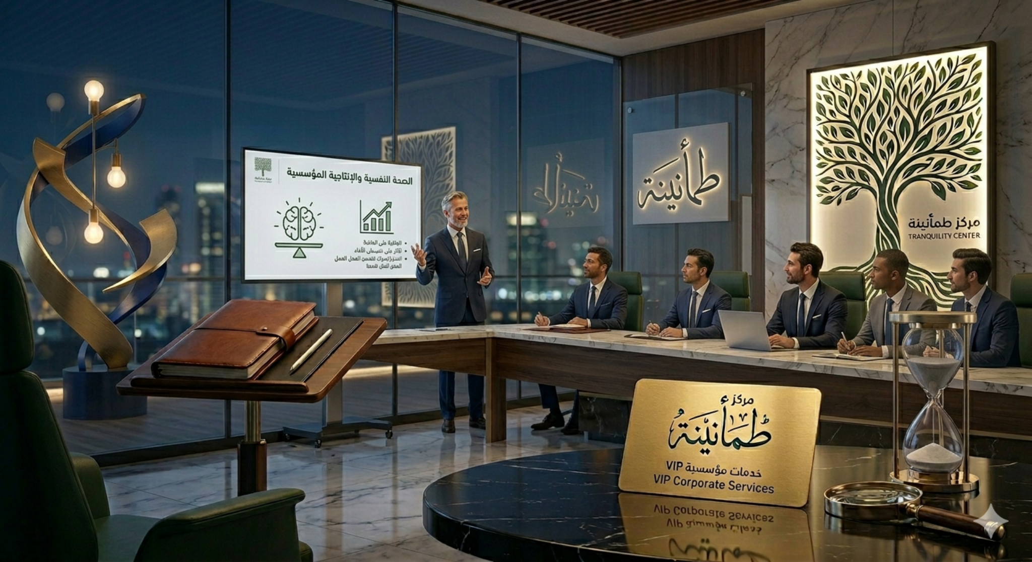 عرض مؤسسي احترافي يعكس خدمات طمأنينة للجهات والمنظمات